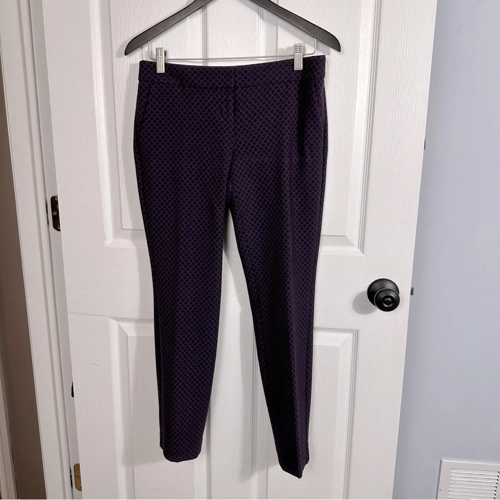 Express "Columnist" Navy/Plum Diamond Pattern Pan… - image 2